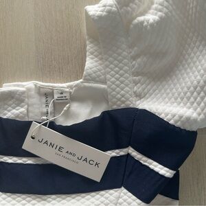 Janie and Jack Navy and White Textured Dress